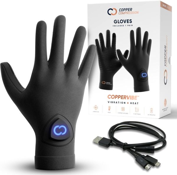 Copper Compression CopperVibe Vibration & Heat Gloves - Heated Hand Ma...