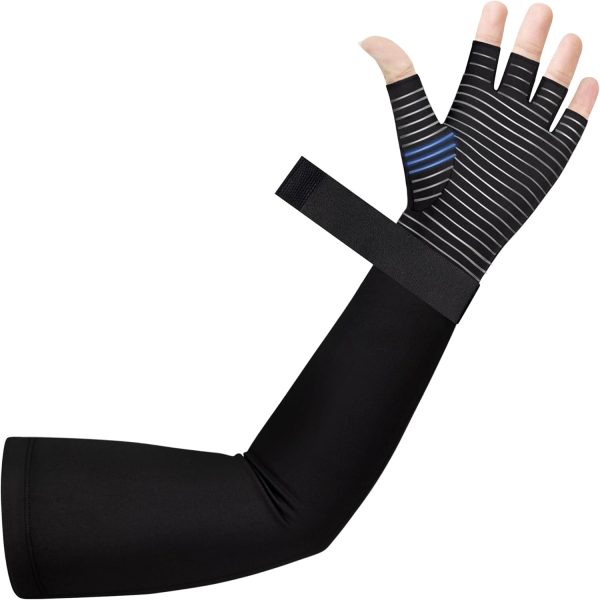 Copper Long Compression Arthritis Glove with Wrist Strap (1 Pcs), 20-3...