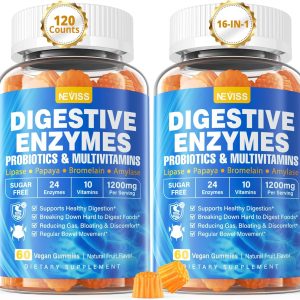 Digestive Enzymes with Probiotic Gummies, Multivitamins, Calcium, Magn...