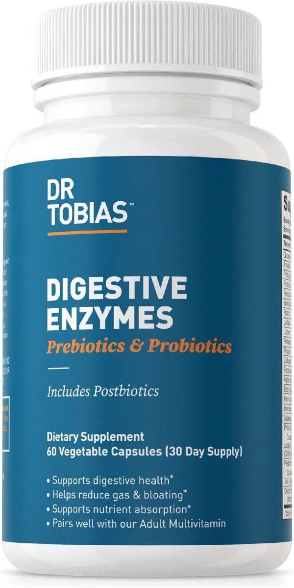 Dr. Tobias Digestive Enzymes with Probiotics, Prebiotics and Postbioti...