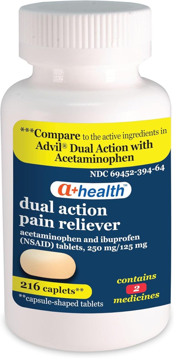 Dual Action Acetaminophen 250 mg and Ibuprofen (NSAID) 125mg Pain Reli...