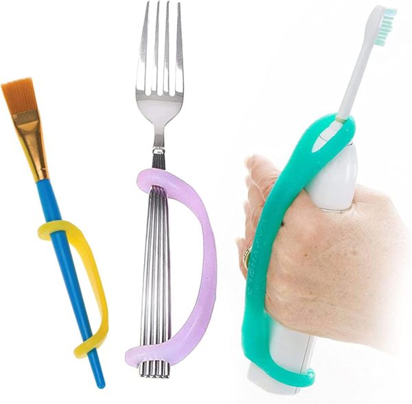 Elderly Female 3-Pack, Silicone Adaptive Aid, Universal Cuff Hand Grip...