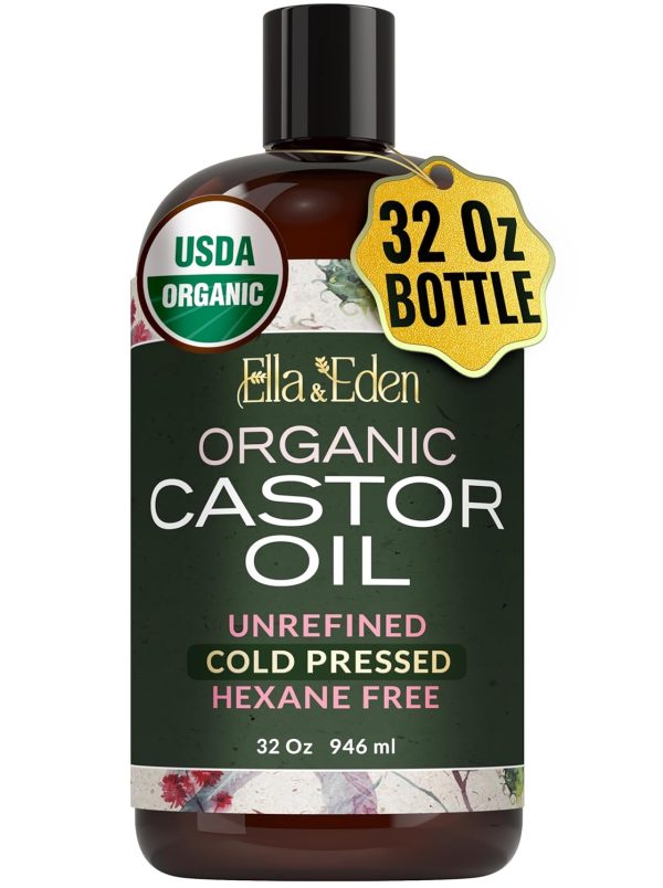 Ella & Eden 32 fl oz Organic Castor Oil for Hair Growth, Skin, Face & ...