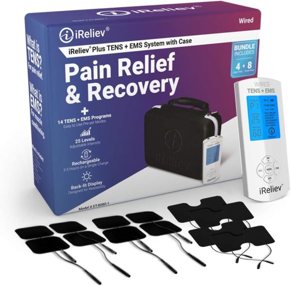 FDA Cleared iReliev TENS Unit + EMS 14 Therapy Modes, Premium Pain Rel...