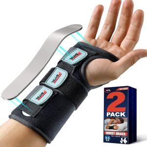 FEATOL Carpal Tunnel Wrist Brace Night Support 2 Pack - Wrist Splint f...