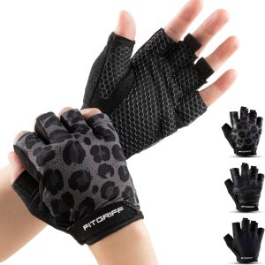 Fitgriff® Workout Gloves (Padded) for Men & Women - Fingerless Gym Glo...