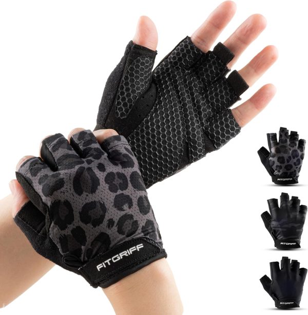 Fitgriff® Workout Gloves (Padded) for Men & Women - Fingerless Gym Glo...