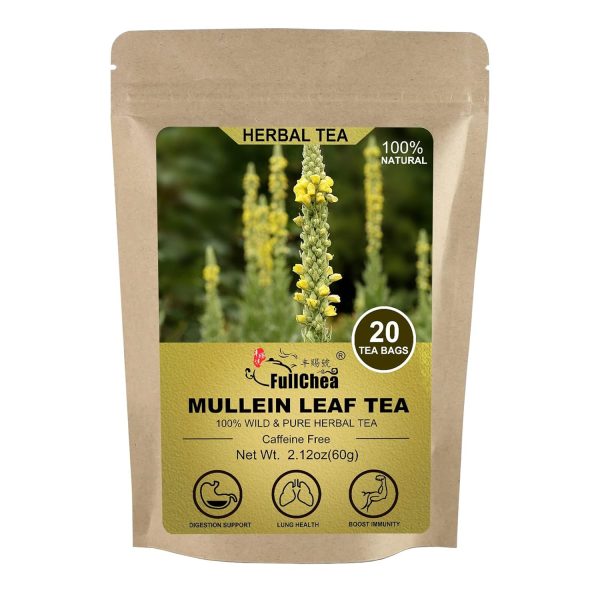 FullChea -Mullein Leaf Tea Bags, 20 Teabags, 3g/bag For Lungs - Non-GM...