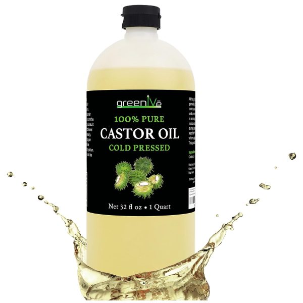 GreenIVe Castor Oil Organically Grown 100% Pure 32oz Bottle Cold Press...