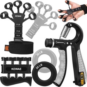 Grip Strength Trainer Kit 6 Pack with Finger Exerciser, Hand Grip Stre...
