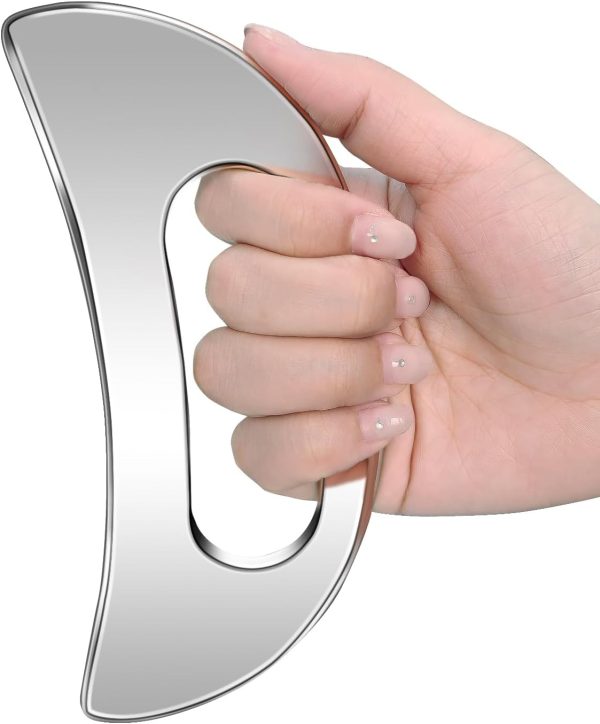 Gua Sha Massage Tool with Handle (Stainless Steel) ，Body Muscle Massag...