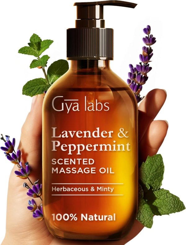 Gya Labs Lavender & Peppermint Massage Oil - 6.76 Fl Oz - 100% Pure Na...