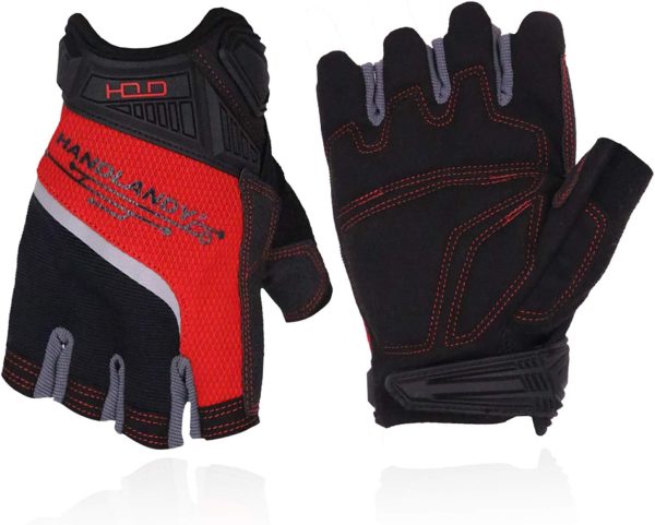 HANDLANDY Fingerless Work Gloves for Men, Half Finger Working Glove Gr...