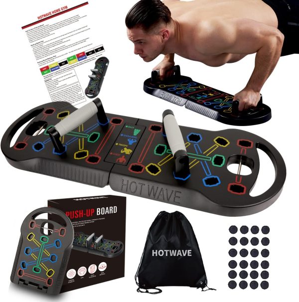 HOTWAVE Push Up Board Fitness, Portable Foldable 20 in 1 Push Up Bar a...