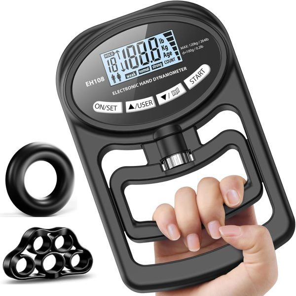 Hand Grip Strength Tester Trainer - Electronic Hand Dynamometer Forear...