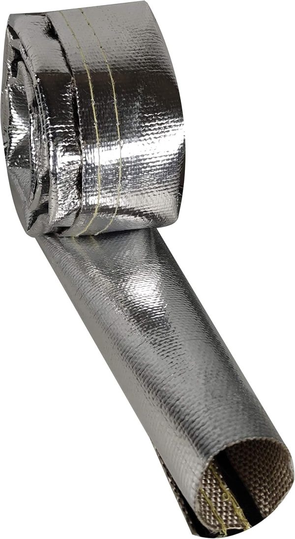 Heat Shroud 2" ID 3.2 ft Aluminized Sleeving Lightweight Aluminum Fibe...
