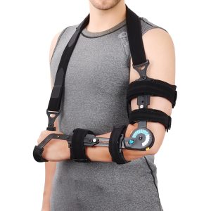Hinged ROM Elbow Brace with Hand Grip, Adjustable Post op Elbow Brace ...