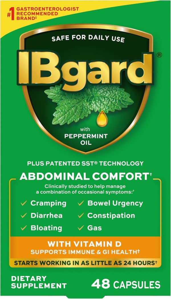 IBgard With Vitamin D, Peppermint Oil Capsules, Supports Immune and GI...
