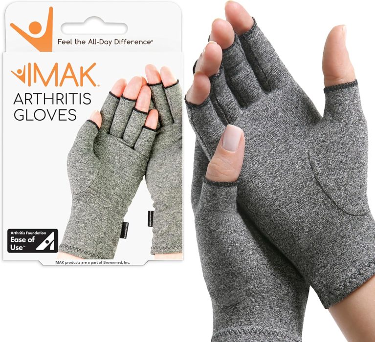 IMAK Compression Arthritis Gloves - Fingerless, Support for Joint Pain...