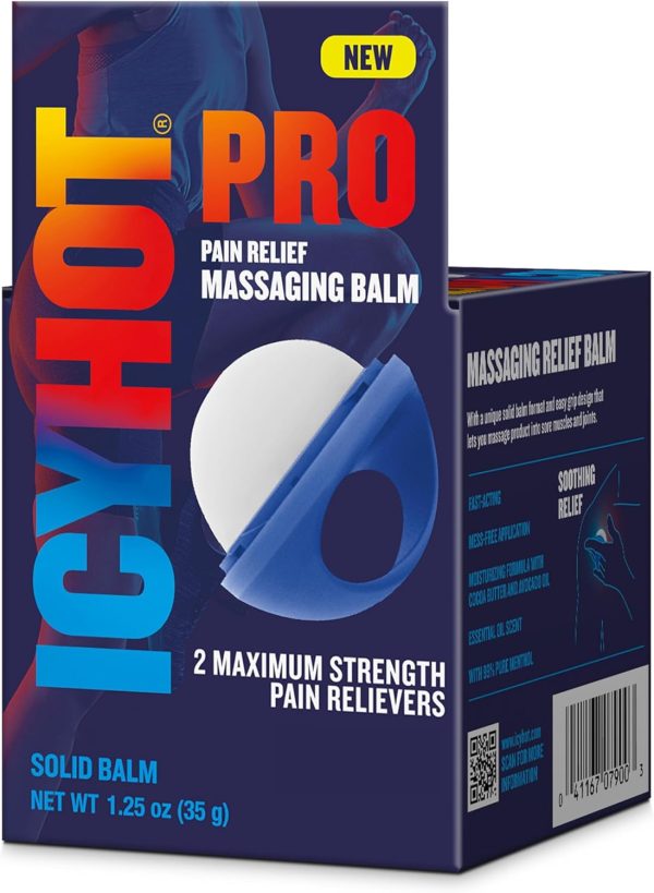Icy Hot PRO Pain Relief Massaging Balm with Easy-Grip Applicator for M...