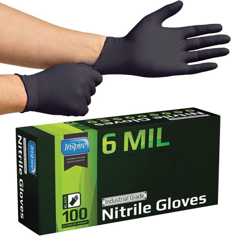 Inspire Black Nitrile Gloves HEAVY DUTY 6 Mil Nitrile Chemical Resista...