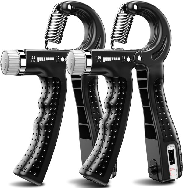 KDG Hand Grip Strengthener 2 Pack Adjustable Resistance 10-130 lbs For...