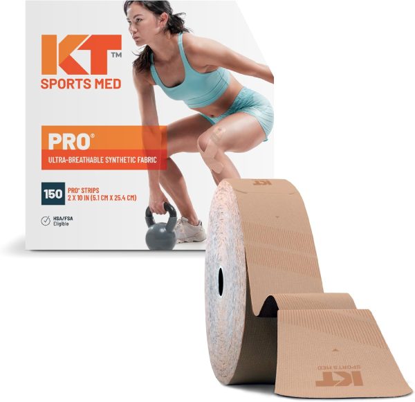 KT Tape, Pro Synthetic Kinesiology Athletic Tape, 150 Count, 10” Precu...