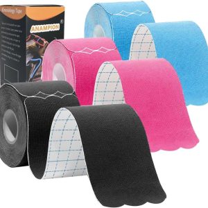 Kinesiology Tape Pro Athletic Sports (3 Rolls,60 Precut Strips) Waterp...