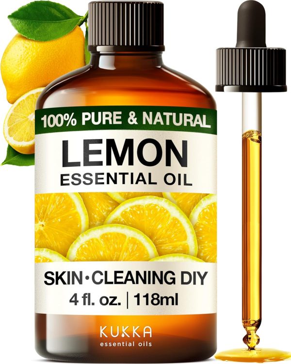Kukka Lemon Essential Oil for Skin Cleaning - 4 Fl Oz - 100% Pure Natu...