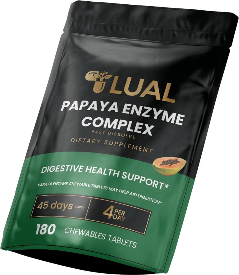LUAL Papaya Enzyme Complex – Chewable Tablets with Papain, Bromelain &...