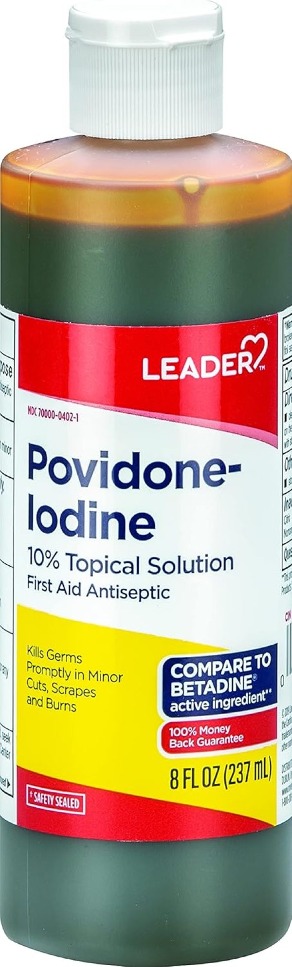 Leader Povidone Iodine 10% Prep Solution USP, First Aid Antiseptic Wou...