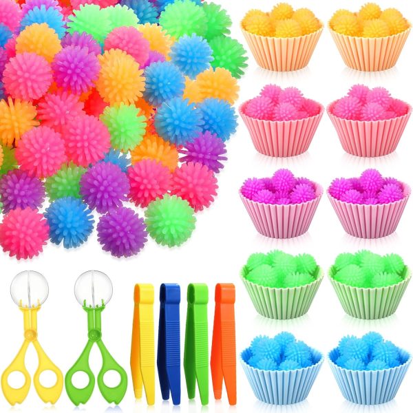 Leitee 91 Pcs Fine Motor Skill Toys Include 75 Spiky Hedge Balls, 2 Sc...