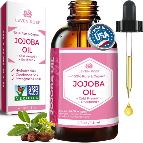 Leven Rose Jojoba Oil Organic, Pure Cold Pressed Natural Unrefined Moi...