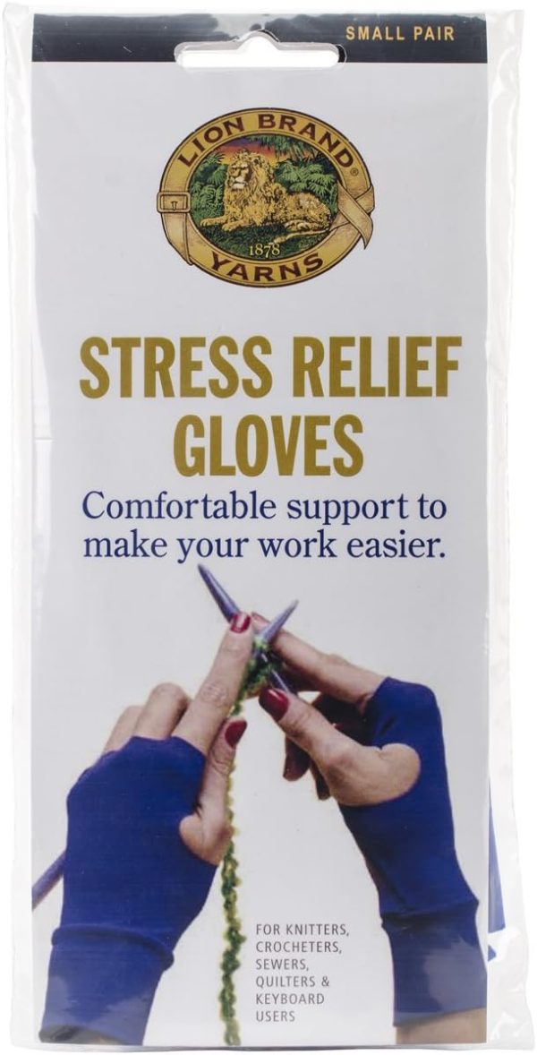 Lion Brand Yarn 400-5-1202 Stress Relief Gloves, 1-Pair, Small,Blue