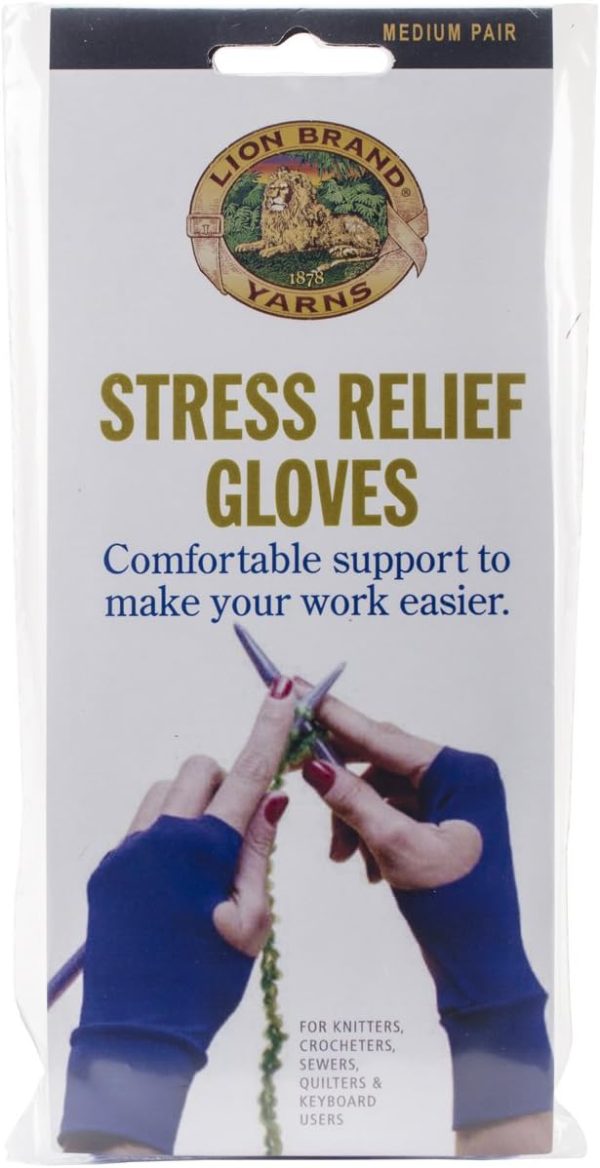 Lion Brand Yarn 400-5-1302 Stress Relief Gloves, 1-Pair, Medium, Blue