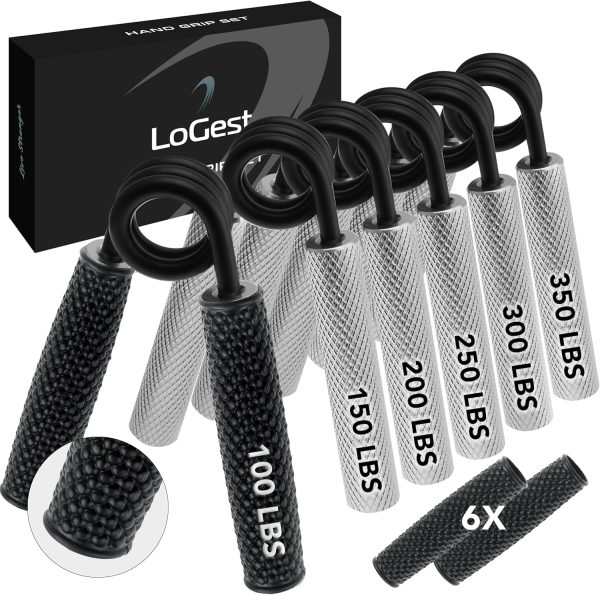 Logest Metal Hand Grip Set, 100LB-350LB 6 Pack 50LB-350LB 7 Pack No Sl...