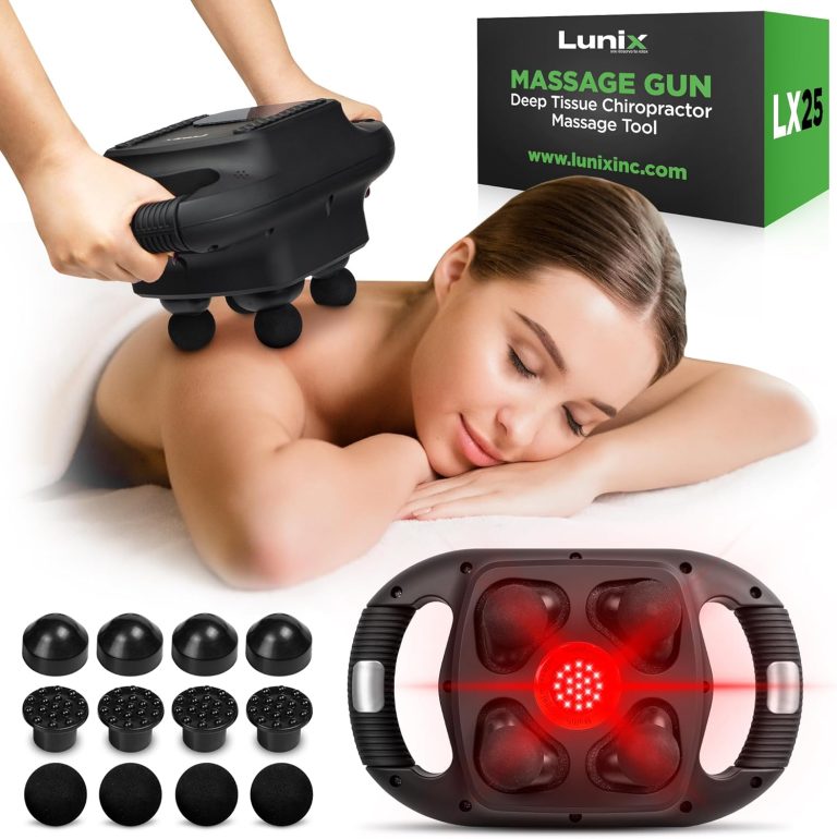 Lunix LX25 4-Head Professional Deep Tissue Massage Gun, Chiropractic M...