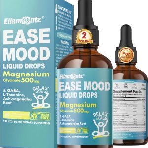 Magnesium Glycinate Liquid Drops for Kids, Adults with GABA, Ashwagand...