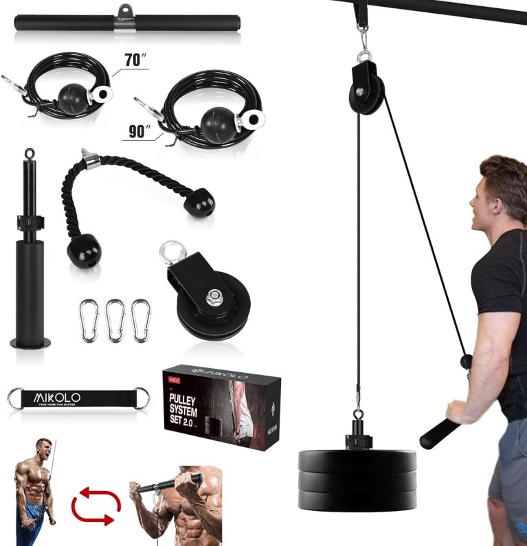 Mikolo Fitness LAT and Lift Pulley System, Dual Cable Machine(70'' and...