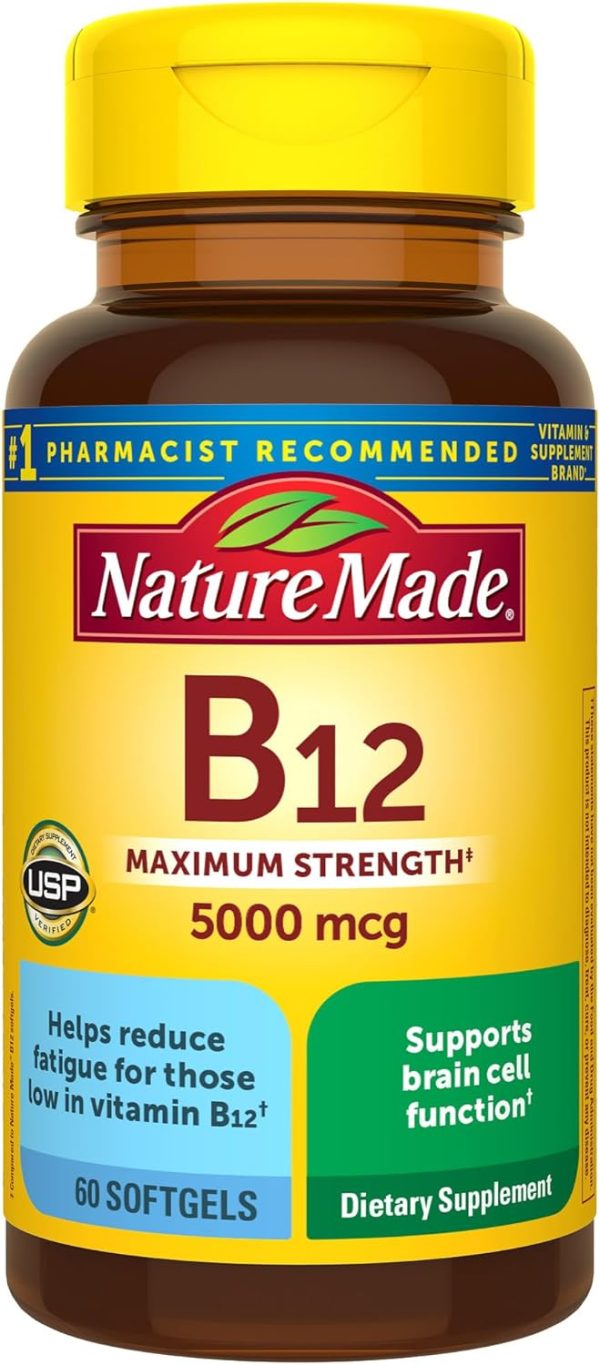 Nature Made Maximum Strength Vitamin B12 5000 mcg, Dietary Supplement ...