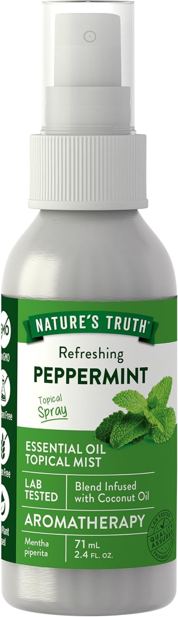 Nature's Truth Peppermint Essential Oil Spray | 2.4 Fluid Ounces | for...