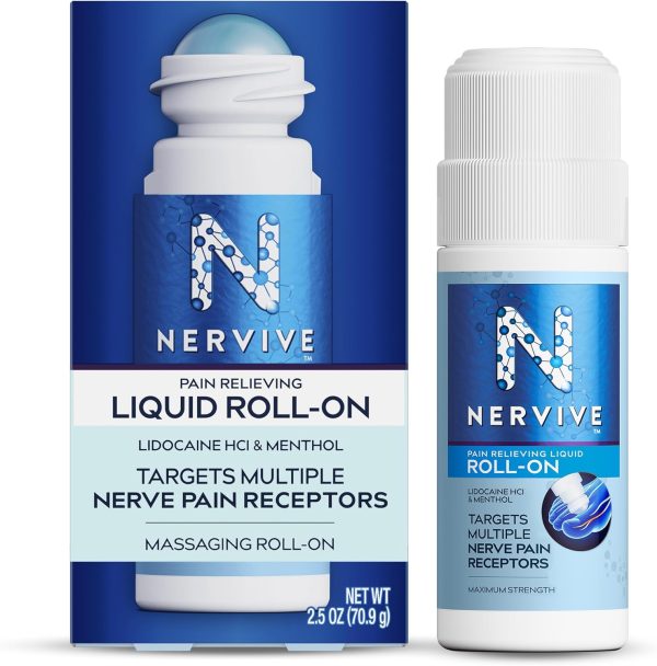Nervive Pain Relieving Roll On Liquid, Max Strength No-Mess Topical Pa...