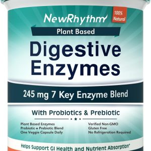 NewRhythm Digestive Enzymes 245 mg, with Probiotics and Prebiotics, Pl...