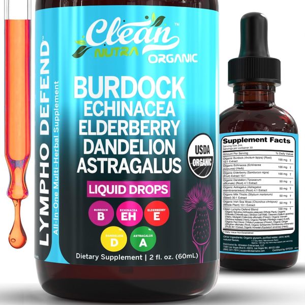 Organic Lymphatic Drainage Supplement | Lymphatic Support Drops | Burd...