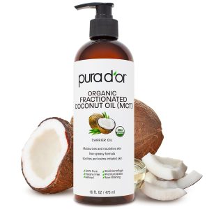 PURA D'OR 16 Oz ORGANIC Fractionated Coconut Oil - MCT Oil - 100% Pure...