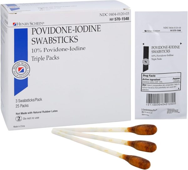 Prep Povidone-Iodine Swabsticks 3's, Individually Packed, Sterile, Ant...