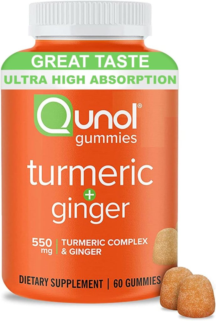 Qunol Turmeric and Ginger Gummies, Gummy with 500mg Turmeric + 50mg Gi...
