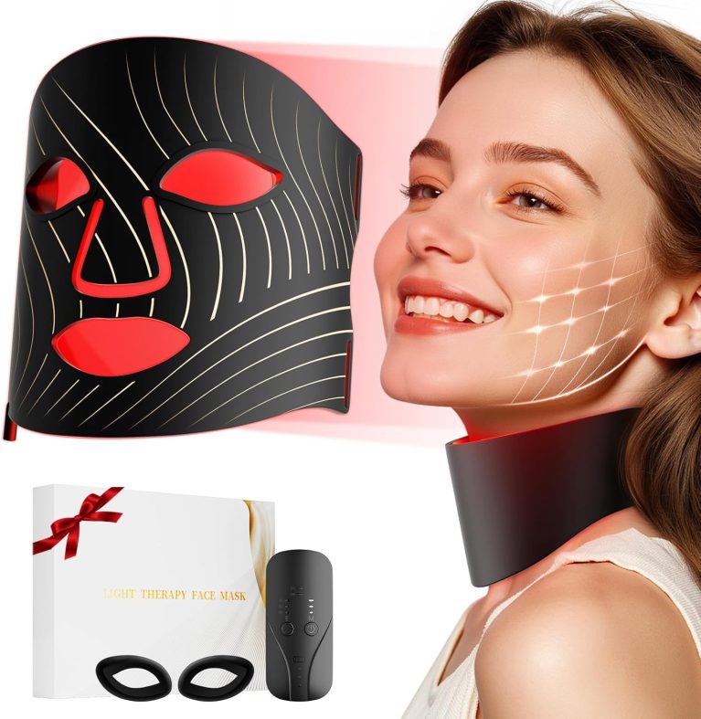 Red Light Therapy for Face,LED Face Mask Light Therapy with Neck Devic...