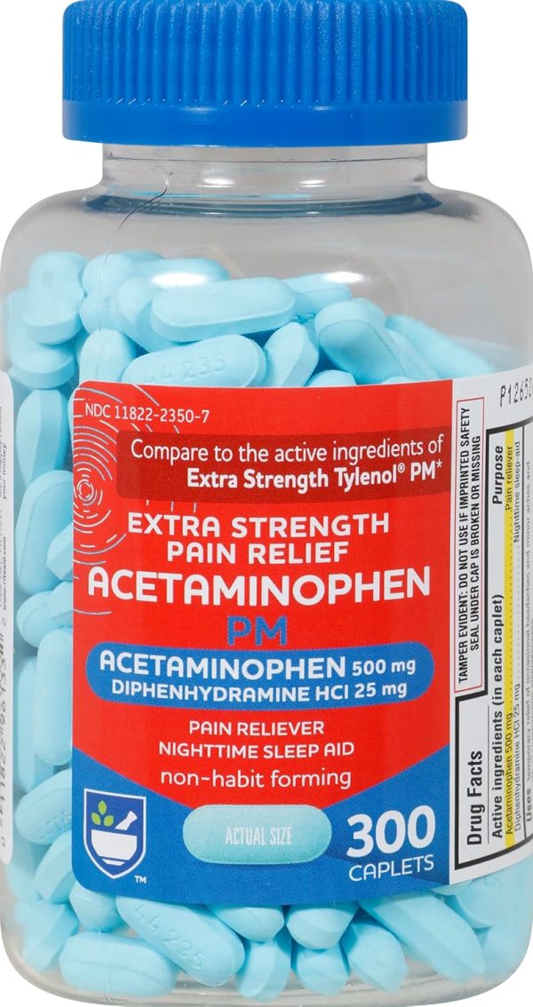 Rite Aid Extra Strength Pain Relief Acetaminophen PM Caplets, 500mg Ac...