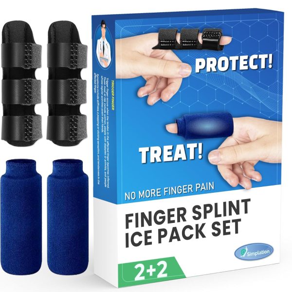 Simplation Trigger Finger Splint and Ice Pack (2+2 Set) for Pain Relie...